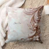Pink Ornate Pearl and Floral Throw Pillow クッション (ブランケット)