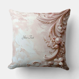Pink Ornate Pearl and Floral Throw Pillow クッション