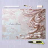 Pink Ornate Pearl and Floral Tissue Paper 薄葉紙 (クラフト)