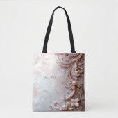 Pink Ornate Pearl and Floral Tote Bag トートバッグ (正面)