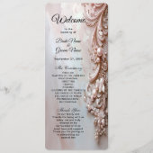 Pink Ornate Pearl and Floral Wedding Program プログラム (正面)