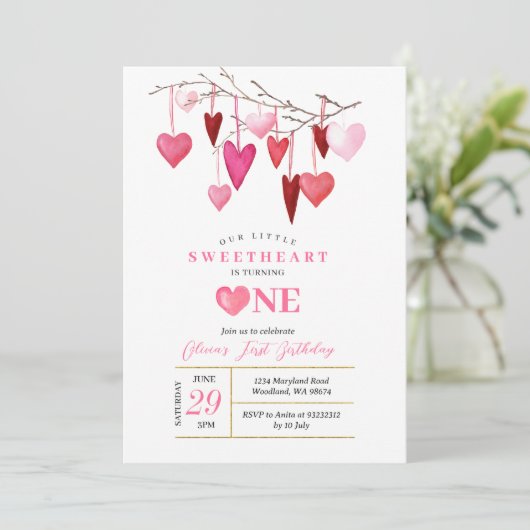 PINK OURリトルスウィートバレンタイン誕生日 招待状 (スタンド正面)