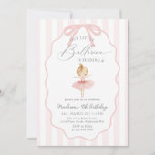 Pink Our Little Ballerina Ballet Birthday Party 招待状 (正面)