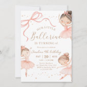 Pink Our Little Ballerina Ballet Birthday Party 招待状 (正面)
