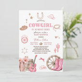 Pink Our Little Cowgirl Wild West Baby Shower 招待状 (スタンド正面)