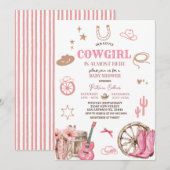 Pink Our Little Cowgirl Wild West Baby Shower 招待状 (正面/裏面)