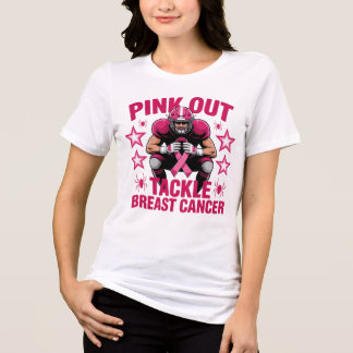 Pink Out Football Awareness Tackle Breast Cancer トライブレンドＴシャツ