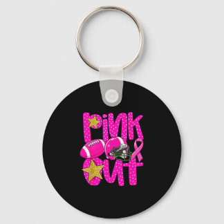 Pink out football pink ribbon breast cancer キーホルダー