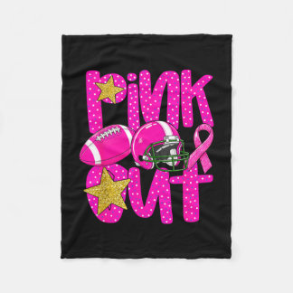 Pink out football pink ribbon breast cancer フリースブランケット