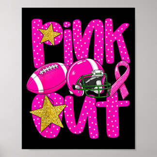 Pink out football pink ribbon breast cancer ポスター