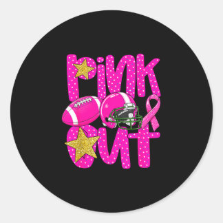 Pink out football pink ribbon breast cancer ラウンドシール