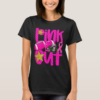 Pink out football pink ribbon breast cancer tシャツ