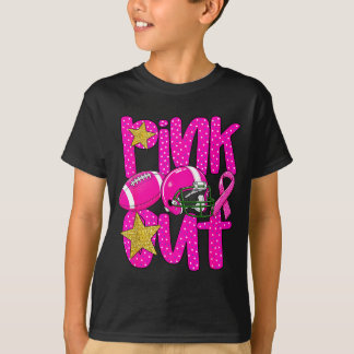 Pink out football pink ribbon breast cancer tシャツ