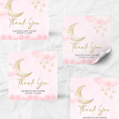 Pink Over the Moon Baby Shower  スクエアシール