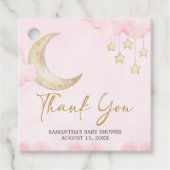 Pink Over the Moon Baby Shower  フェイバータグ (正面)