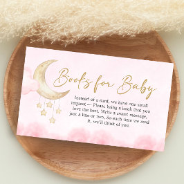 Pink Over the Moon Baby Shower Books for Baby エンクロージャーカード