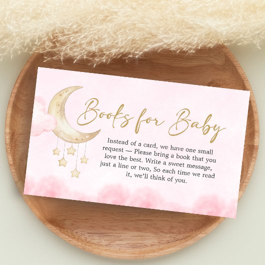 Pink Over the Moon Baby Shower Books for Baby エンクロージャーカード