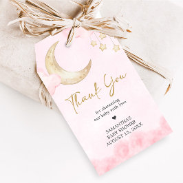 Pink Over the Moon Baby Shower Favor Tags ギフトタグ