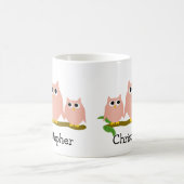 Pink Owls Design Personalised コーヒーマグカップ (中央)