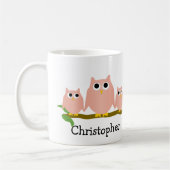 Pink Owls Design Personalised コーヒーマグカップ (左)
