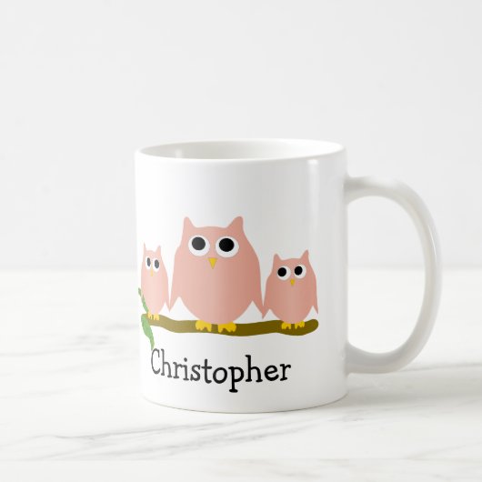 Pink Owls Design Personalised コーヒーマグカップ (右)