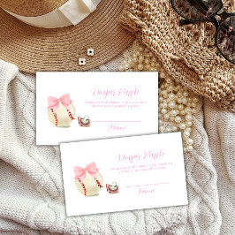 Pink Pacifier Baseball Diaper Raffle Baby Shower エンクロージャーカード