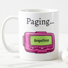 Pink Pager Personalized Name Funny Gift Mug コーヒーマグカップ