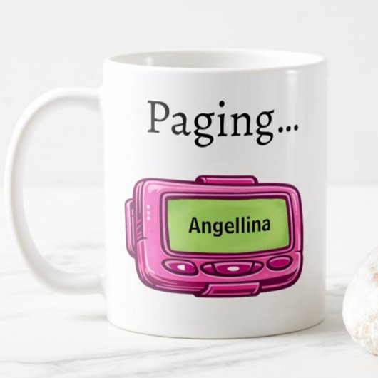 Pink Pager Personalized Name Funny Gift Mug コーヒーマグカップ