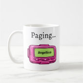 Pink Pager Personalized Name Funny Gift Mug コーヒーマグカップ (左)