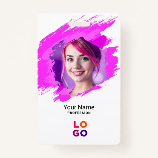 Pink Paint |  Doctor, Nurse, Health Aide Photo ID バッジ (正面)