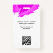 Pink Paint |  Doctor, Nurse, Health Aide Photo ID バッジ (裏面)