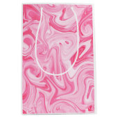 Pink Paint Swirl Art Modern Colorful Fun ミディアムペーパーバッグ (正面)