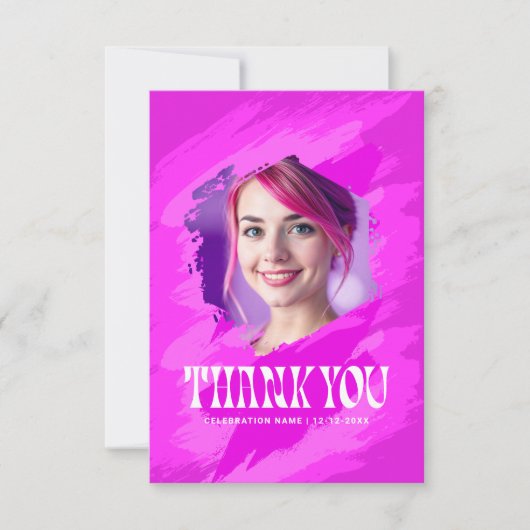 Pink Paint |  Thank You Modern Photo Cards 招待状 (正面)