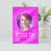 Pink Paint |  Thank You Modern Photo Cards 招待状 (スタンド正面)