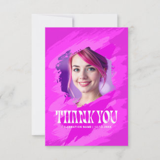 Pink Paint |  Thank You Modern Photo Cards 招待状