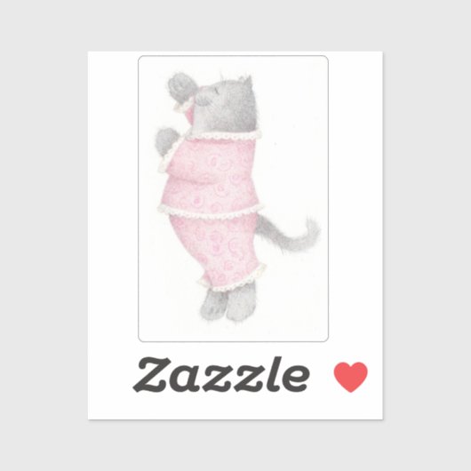 PINK PAJAMAS CAT 2"X2"ビニールシール シール (シート)