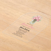 Pink Palette Ranunculus Mason Jar Bridal Shower アクリル招待状 (レイダウン)