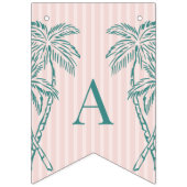 Pink Palm Beach Summer Happy Birthday Banner バンティングフラッグ (第3の旗)