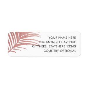 Pink Palm Leaf Beach Return Address ラベル