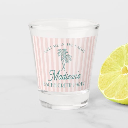Pink Palm Spring Pastel Beach Bachelorette Favor ショットグラス (正面)