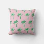 Pink Palm Tree Throw Pillow | Preppy Tropical クッション (正面)
