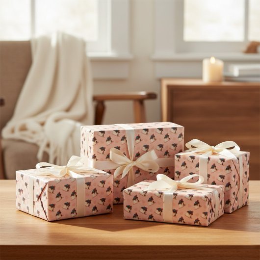 Pink Panna Cotta Dessert Wrapping Paper ラッピングペーパー