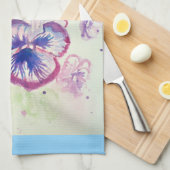 Pink Pansy watercolor Womens Pale Pink Blue キッチンタオル (四つ折り)