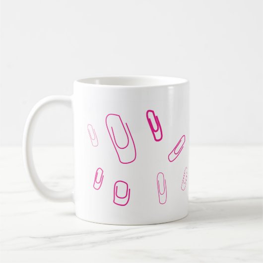 pink paper clip retro design  コーヒーマグカップ (左)