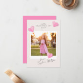 Pink Paper Hearts Photo Love Happy Valentine's Day ノートカード (正面/裏面インサイチュ)