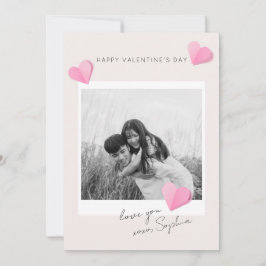 Pink Paper Hearts Photo Love XOXO Valentine's Day シーズンカード