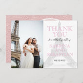 Pink Parisの結婚写真ありがとう サンキューカード (正面/裏面)