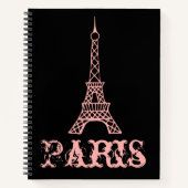 Pink Paris Eiffel Tower Sketchbook Gift ノートブック (正面)