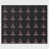 Pink Paris Eiffel Tower Wrapping Paper  ラッピングペーパー (フラット)