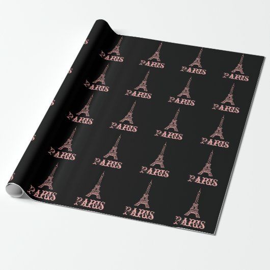 Pink Paris Eiffel Tower Wrapping Paper  ラッピングペーパー (アンロールド)